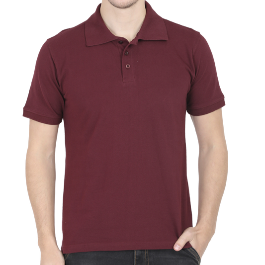 Taurus Monk Plain Polo T-Shirt in Maroon – solid colour polo tee