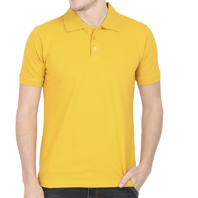 Taurus Monk Plain Polo T-Shirt in Mustard Yellow – vibrant polo casual tee