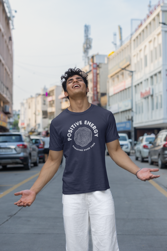 Taurus Monk Positive Energy Graphic T-Shirt in Navy Blue – everyday motivational tee