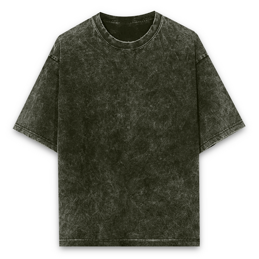 Taurus Monk Acid Washed Oversized T-Shirt in Olive Green – casual drop-shoulder tee