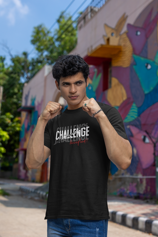 Taurus Monk Challenge Accepted Graphic T-Shirt in Black – bold attitude print tee