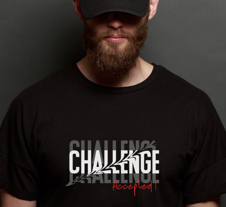 Taurus Monk Challenge Accepted Graphic T-Shirt in Black – bold attitude print tee