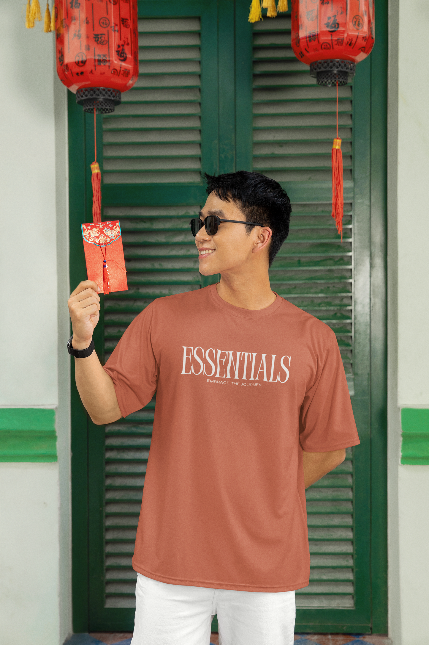 Taurus Monk Essentials Oversized Graphic T-Shirt in Coral – vibrant oversized casual tee