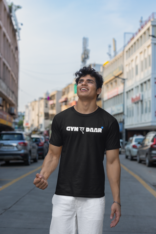 Taurus Monk GYM-ए-DAAR Graphic T-Shirt in Black – desi gym culture print tee