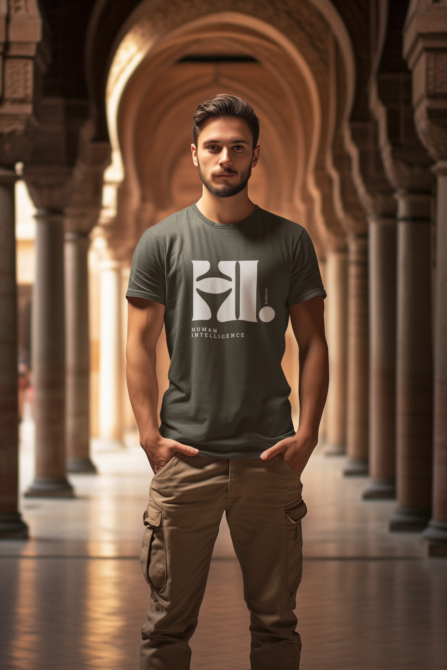 Taurus Monk Human Intelligence Graphic T-Shirt in Olive Green – everyday graphic tee
