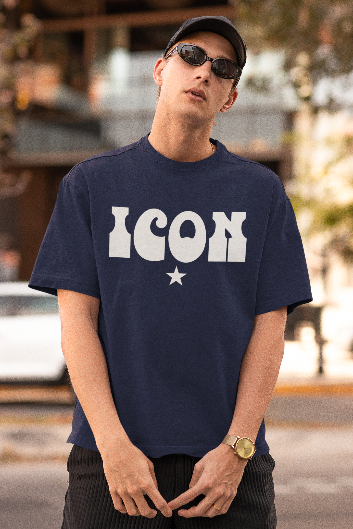 Taurus Monk ICON Star Oversized Graphic T-Shirt in Navy Blue – relaxed oversized fit