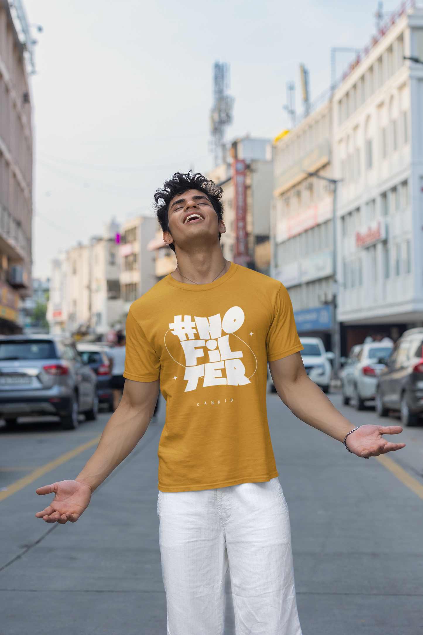 Taurus Monk No Filter Graphic T-Shirt in Mustard Yellow – statement print casual tee