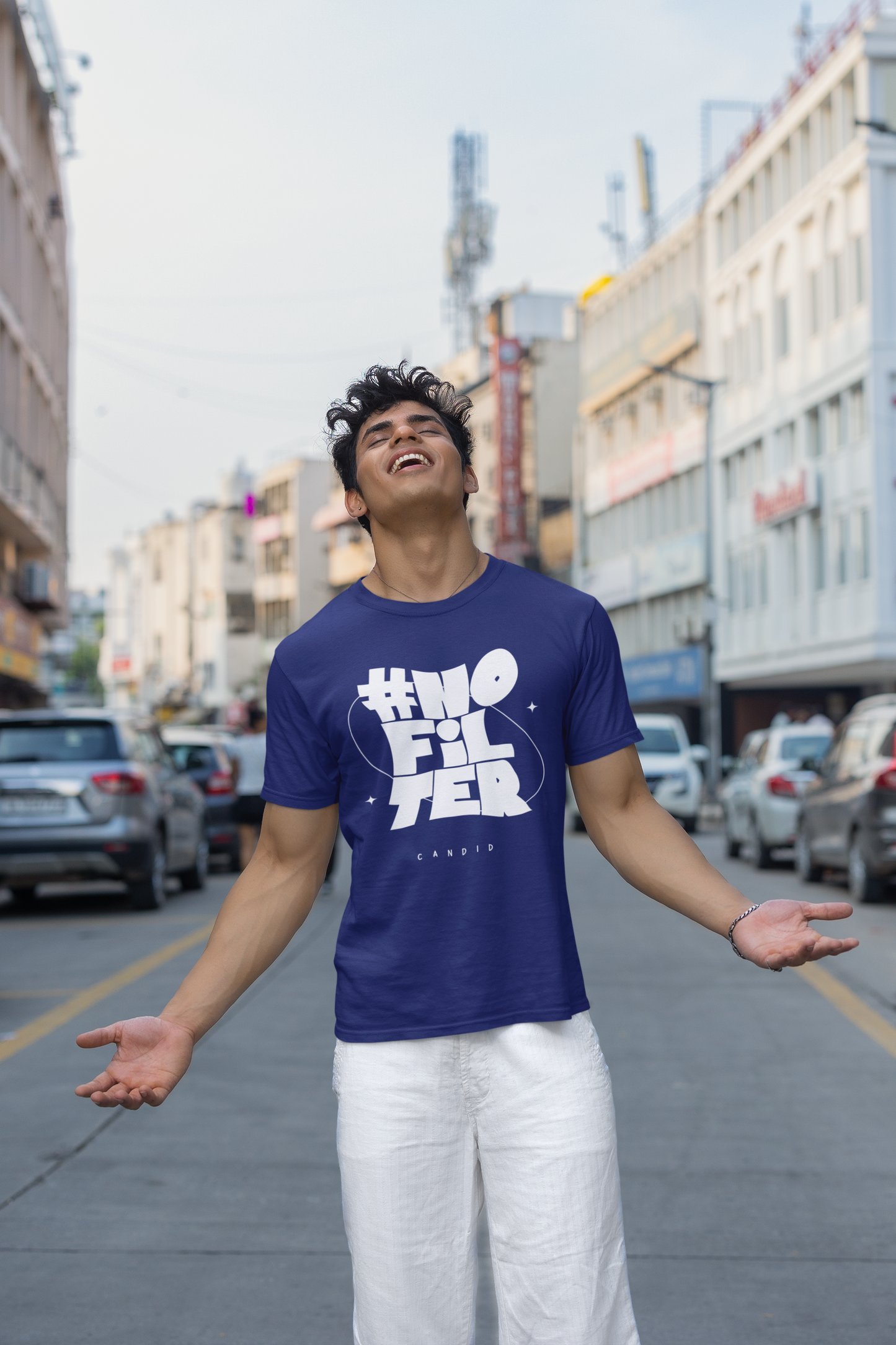 Taurus Monk No Filter Graphic T-Shirt in Royal Blue – graphic print casual tee