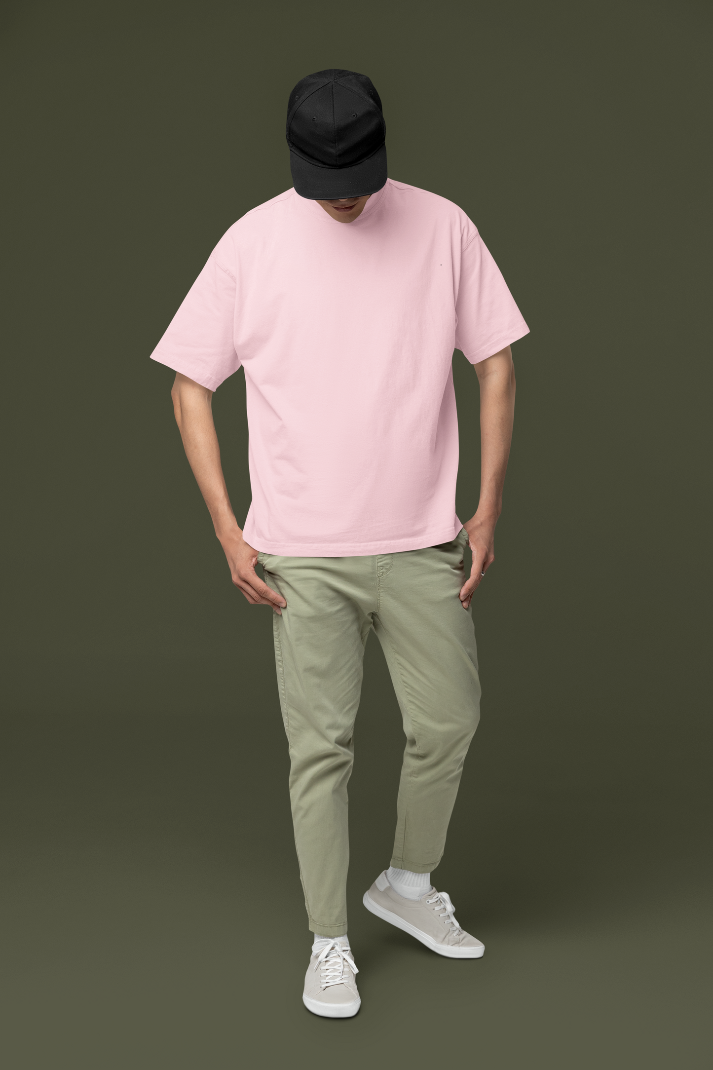 Taurus Monk Plain Oversized T-Shirt in Baby Pink – pastel oversized fit tee
