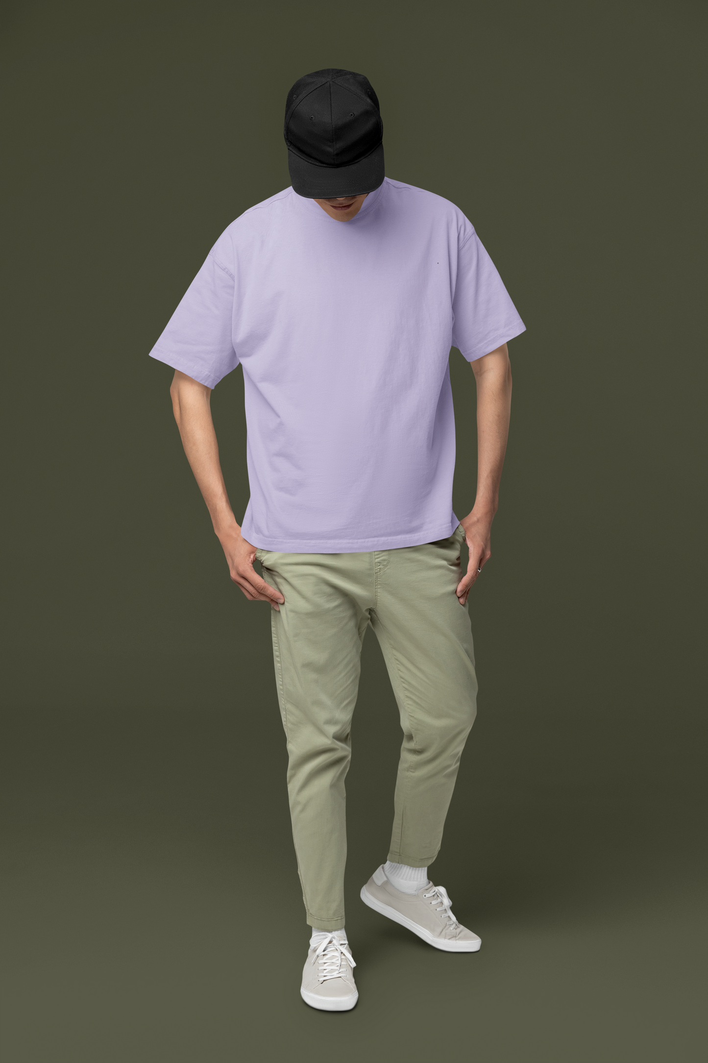 Taurus Monk Plain Oversized T-Shirt in Lavender – soft pastel drop-shoulder tee