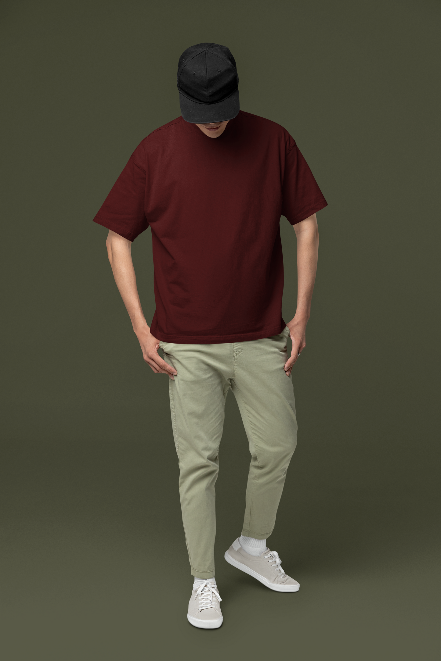 Taurus Monk Plain Oversized T-Shirt in Maroon – solid colour oversized tee