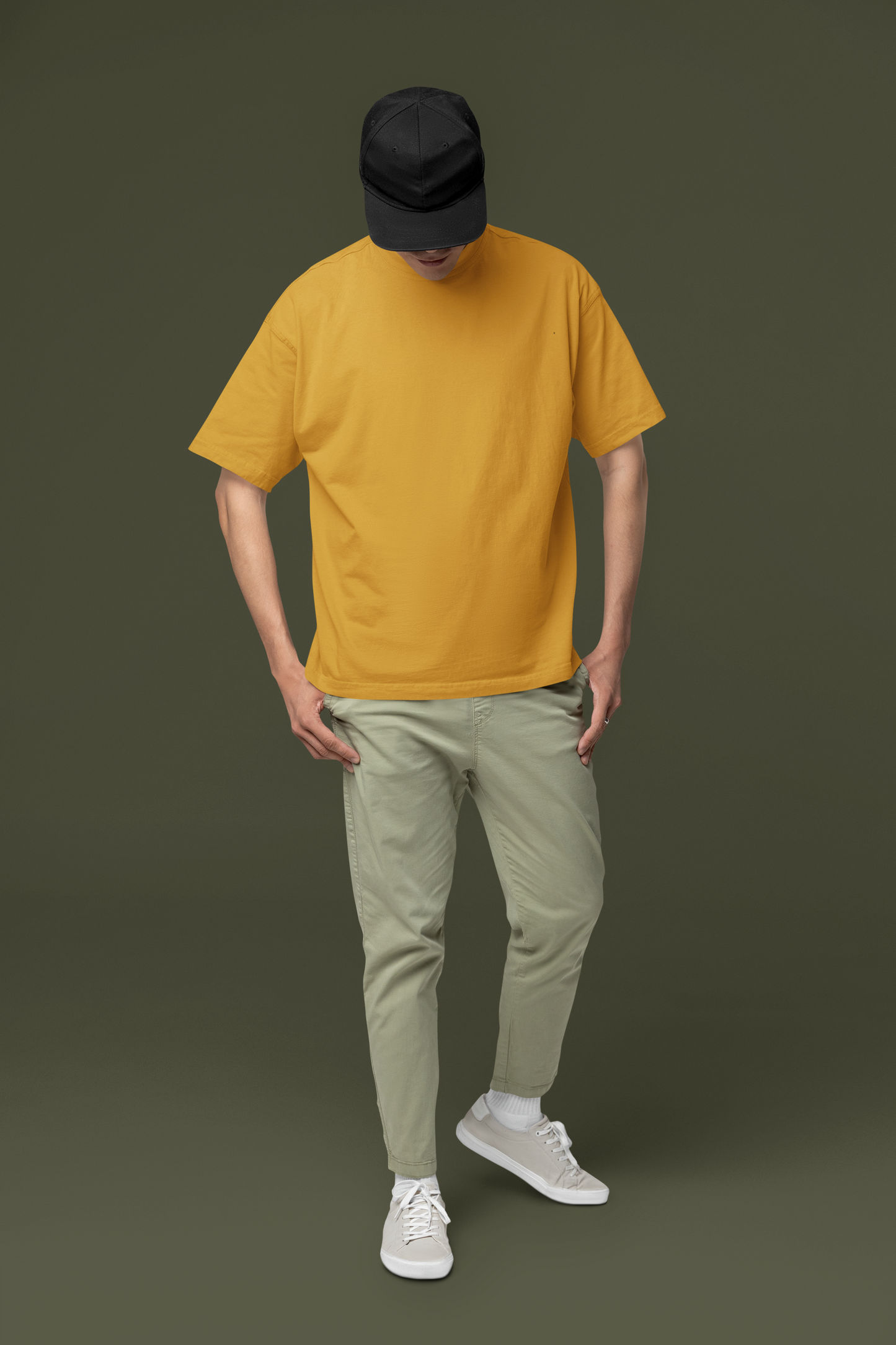 Taurus Monk Plain Oversized T-Shirt in Mustard Yellow – trendy oversized casual tee