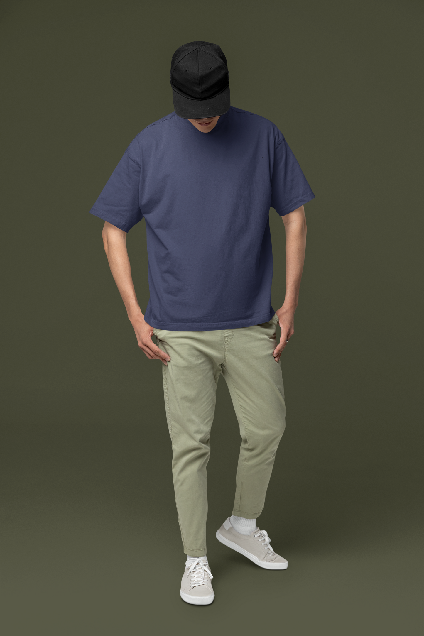 Taurus Monk Plain Oversized T-Shirt in Navy Blue – versatile oversized fit tee
