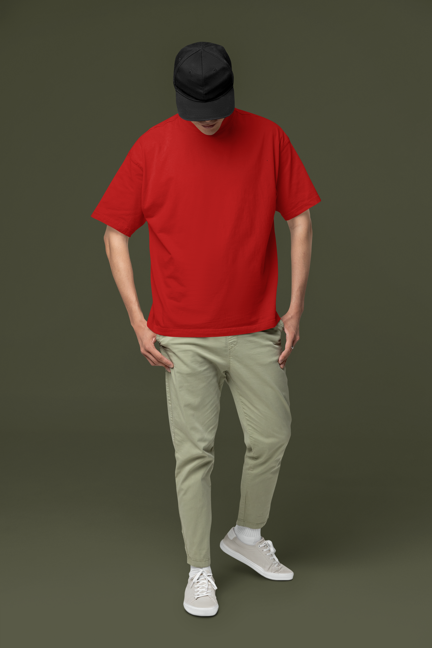 Taurus Monk Plain Oversized T-Shirt in Red – bold solid oversized tee