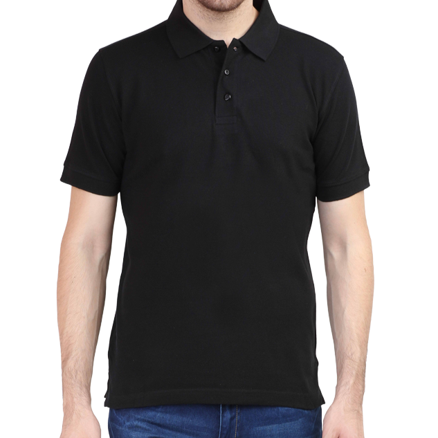 Taurus Monk Plain Polo T-Shirt in Black – half-sleeve polo for men
