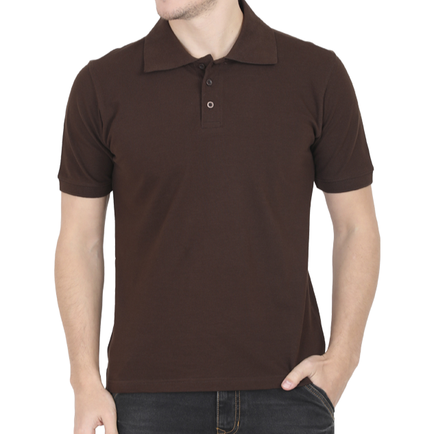 Taurus Monk Plain Polo T-Shirt in Coffee Brown – earthy tone polo tee