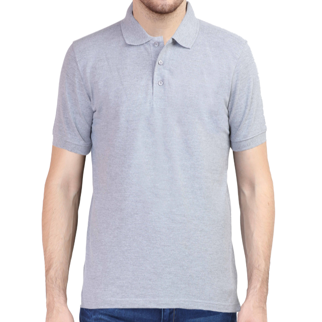 Taurus Monk Plain Polo T-Shirt in Grey Melange – casual half-sleeve polo