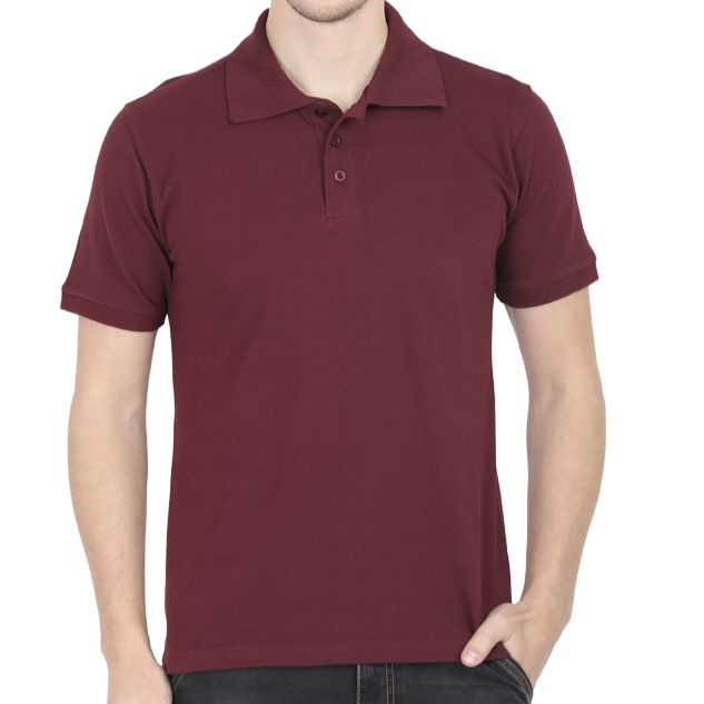 Taurus Monk Plain Polo T-Shirt in Maroon – solid colour polo tee