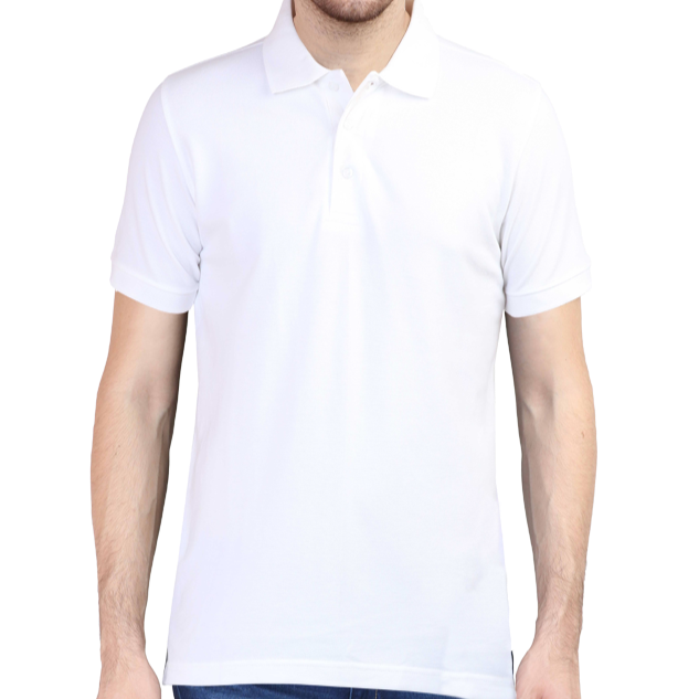 Taurus Monk Plain Polo T-Shirt in White – half-sleeve regular fit polo
