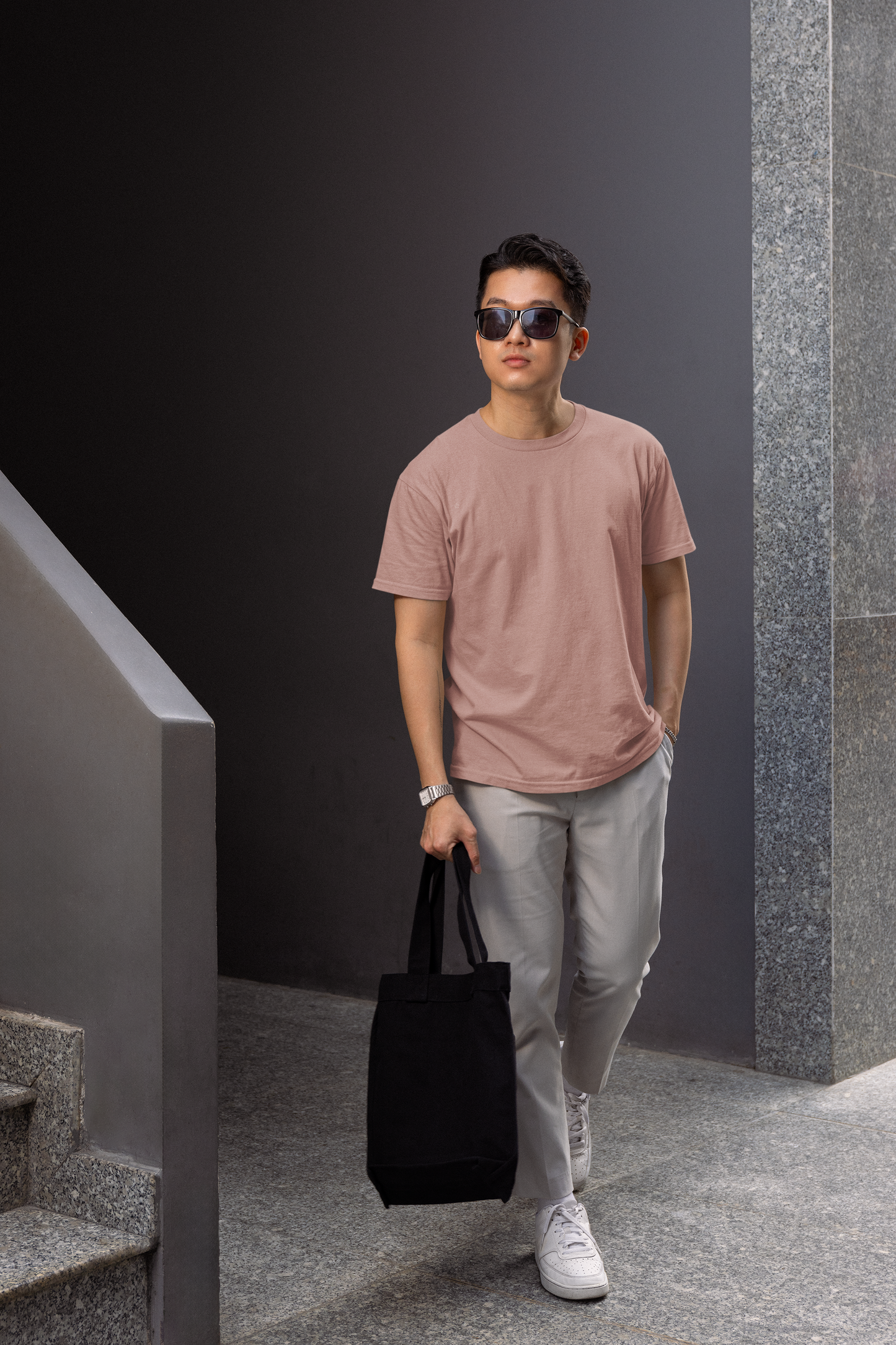 Taurus Monk Plain Regular Fit T-Shirt in Mushroom – neutral tone everyday tee