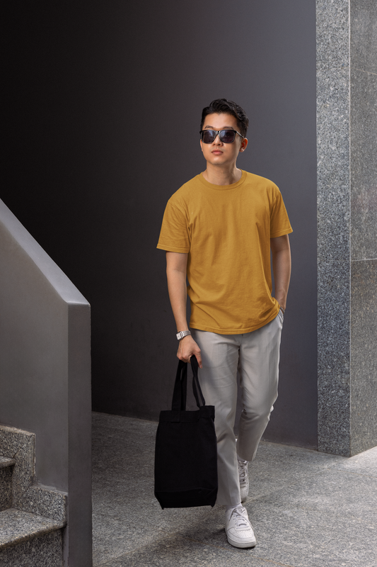 Taurus Monk Plain Regular Fit T-Shirt in Mustard Yellow – vibrant everyday tee