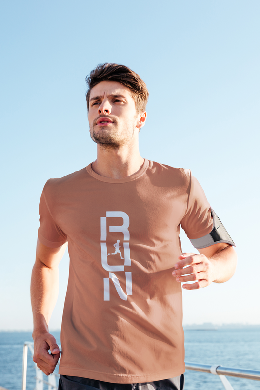 Taurus Monk Run Graphic T-Shirt in Coral – running motivation tee for men and women