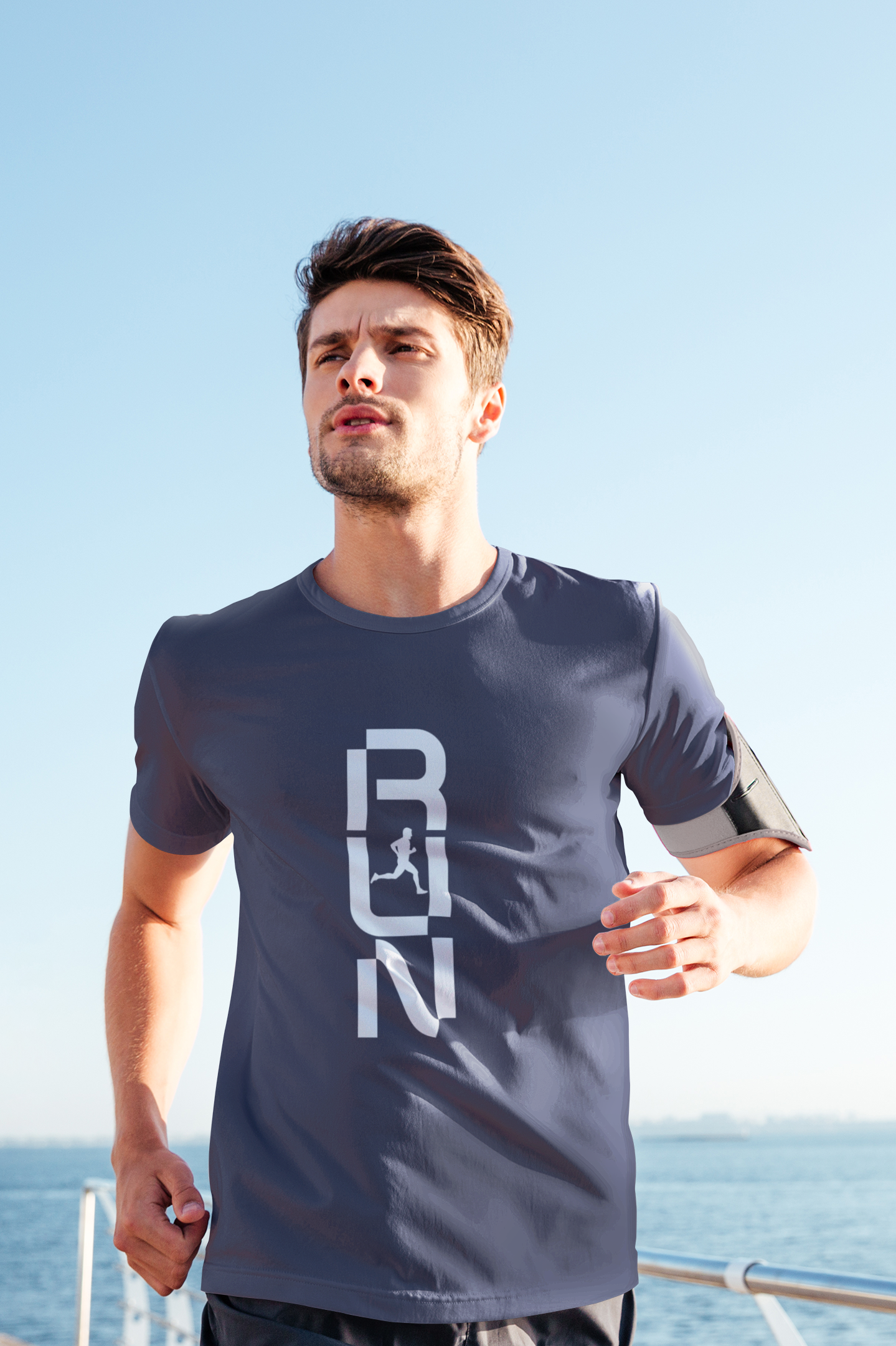 Taurus Monk Run Graphic T-Shirt in Navy Blue – gym and running graphic tee