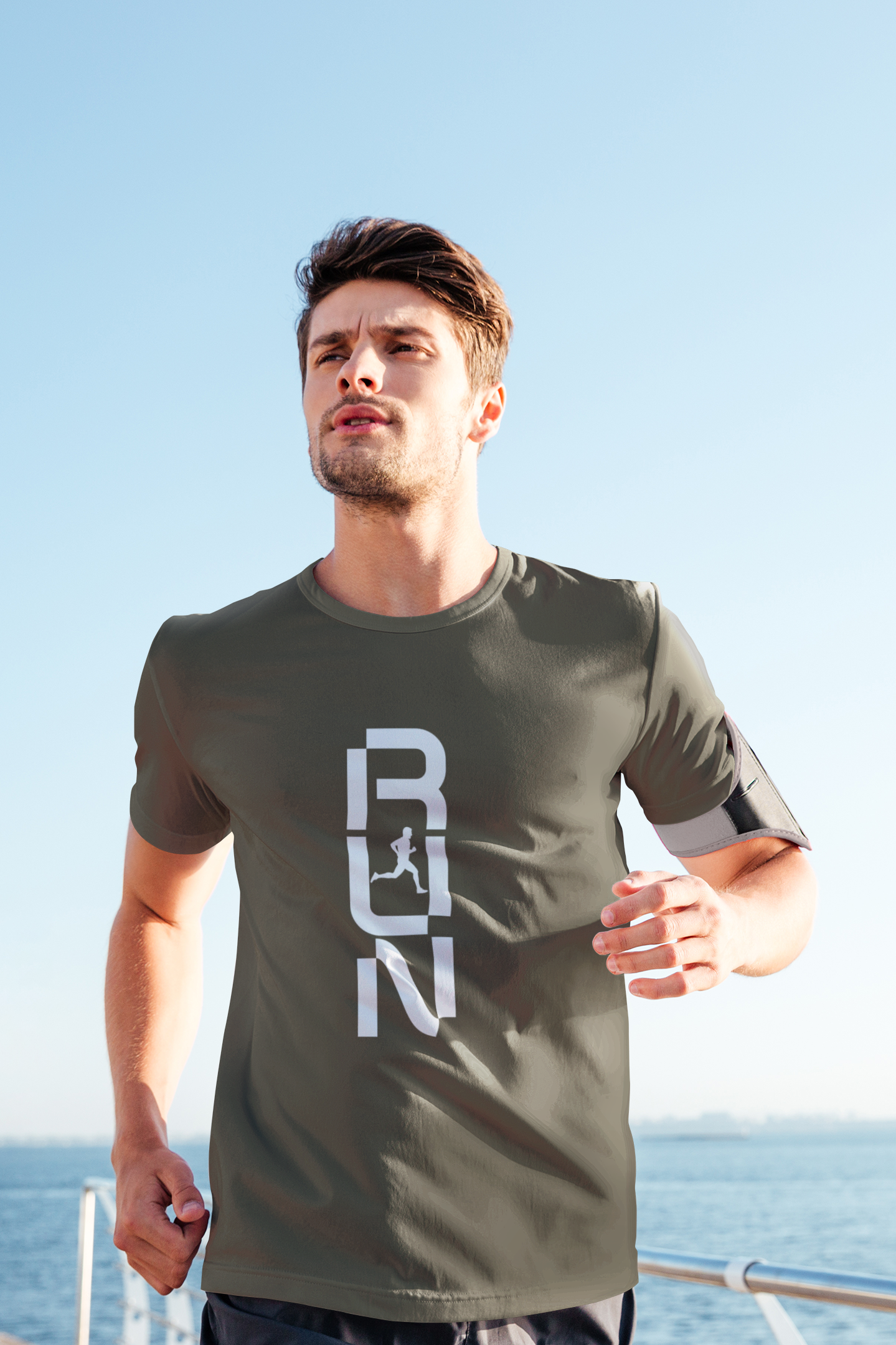 Taurus Monk Run Graphic T-Shirt in Olive Green – athletic outdoor running tee