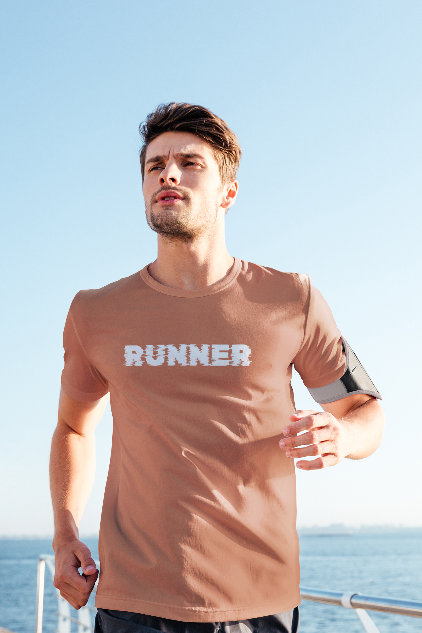 Taurus Monk Runner Graphic T-Shirt in Coral – running enthusiast graphic tee