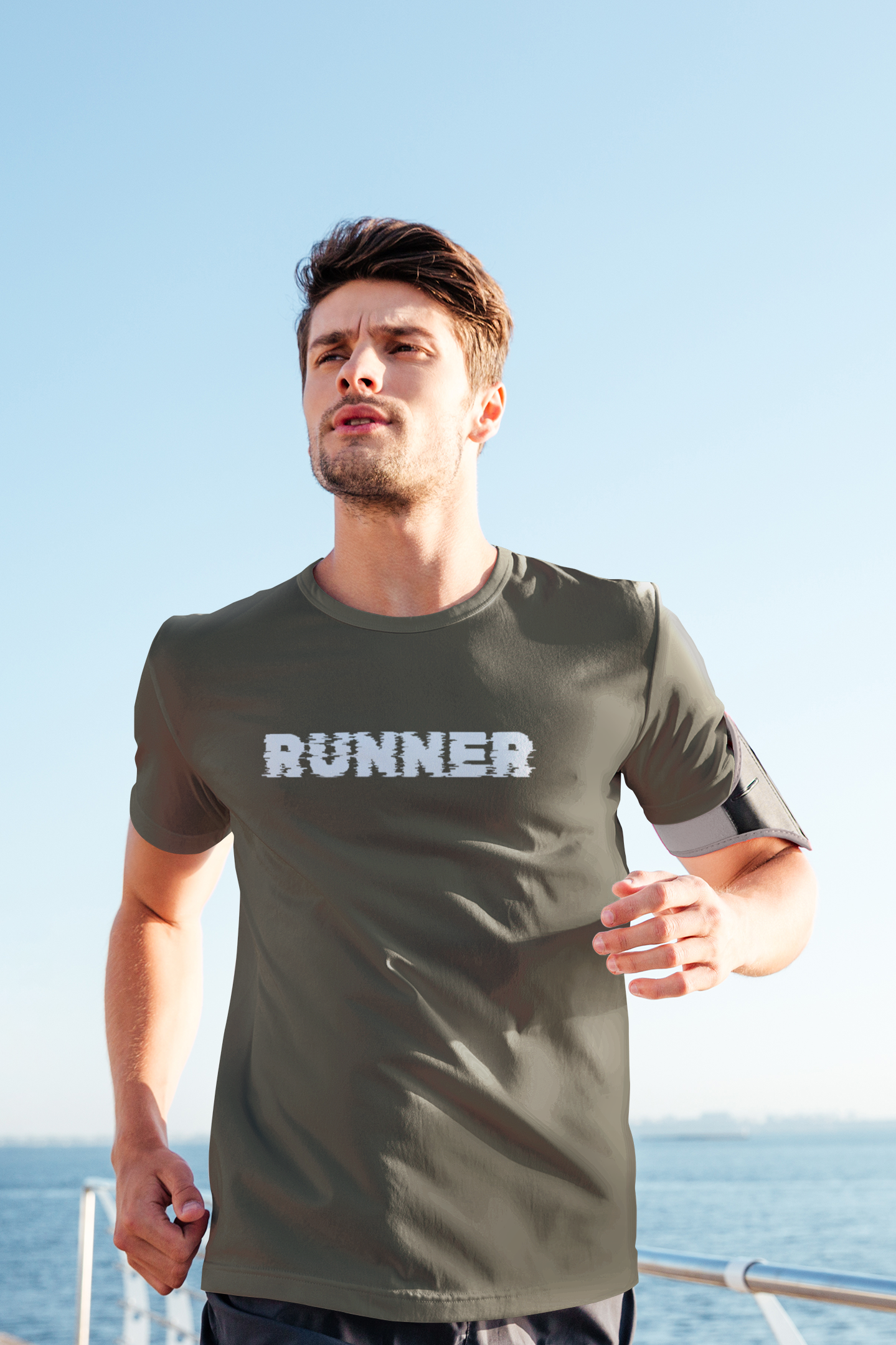 Taurus Monk Runner Graphic T-Shirt in Olive Green – outdoorsy running graphic tee
