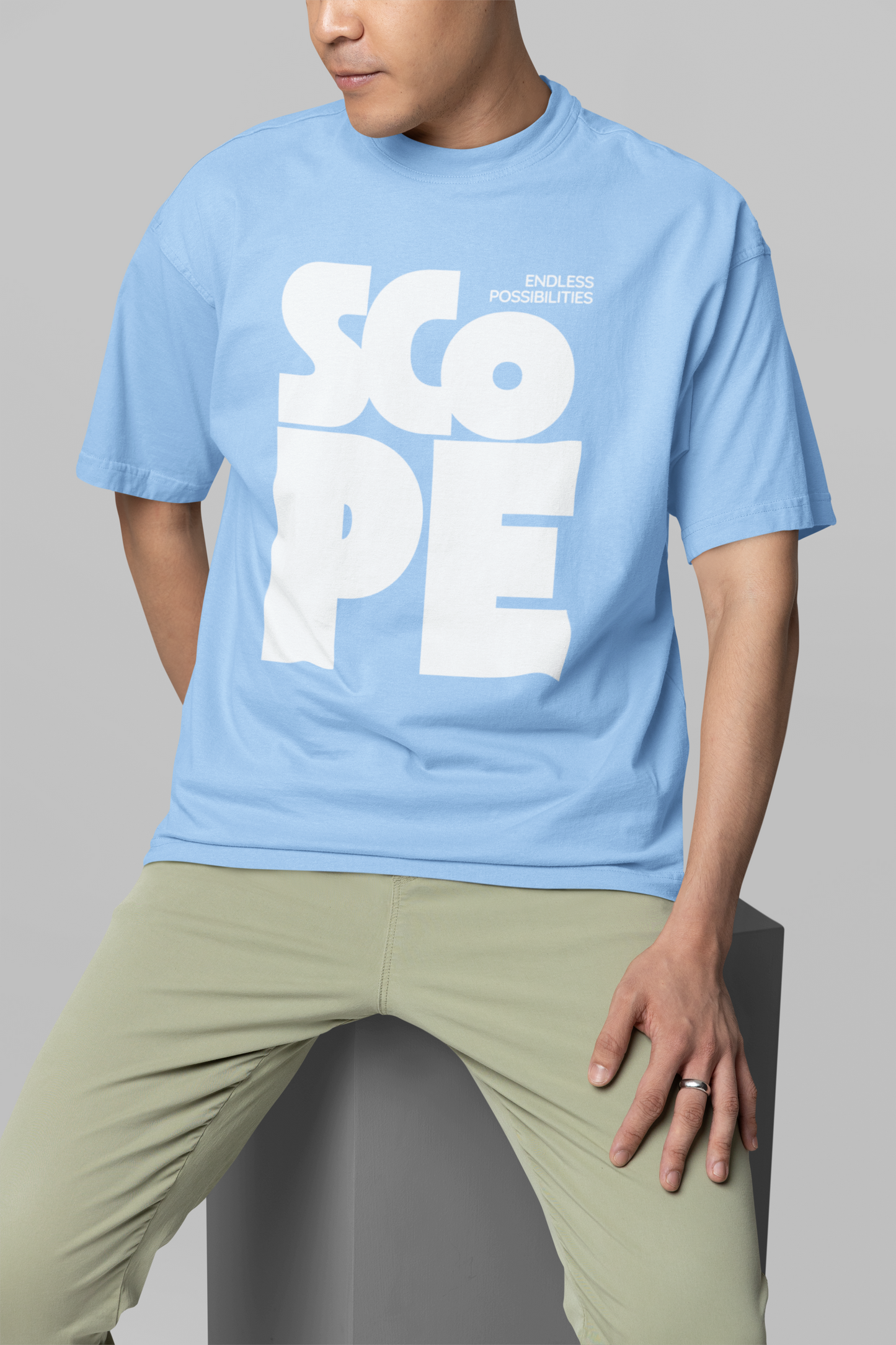 Taurus Monk Scope Oversized Graphic T-Shirt in Baby Blue – pastel drop-shoulder tee