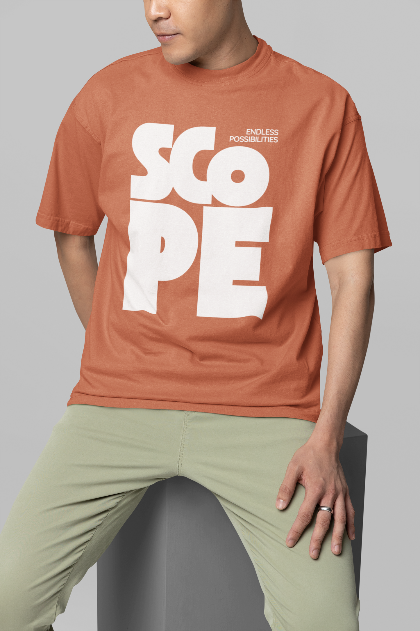 Taurus Monk Scope Oversized Graphic T-Shirt in Coral – bold oversized graphic print