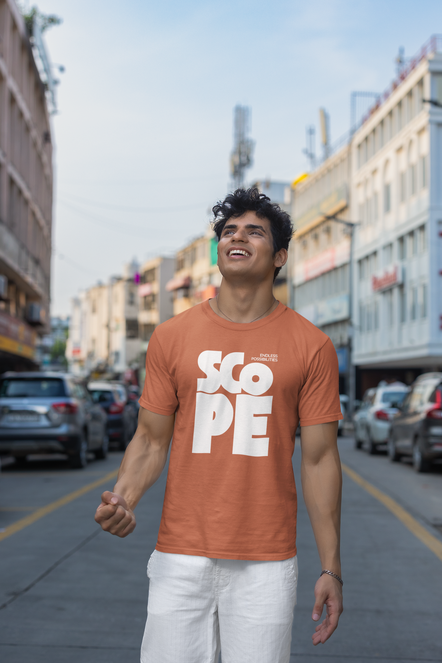 Taurus Monk Scope Regular Fit Graphic T-Shirt in Coral – vibrant everyday print tee