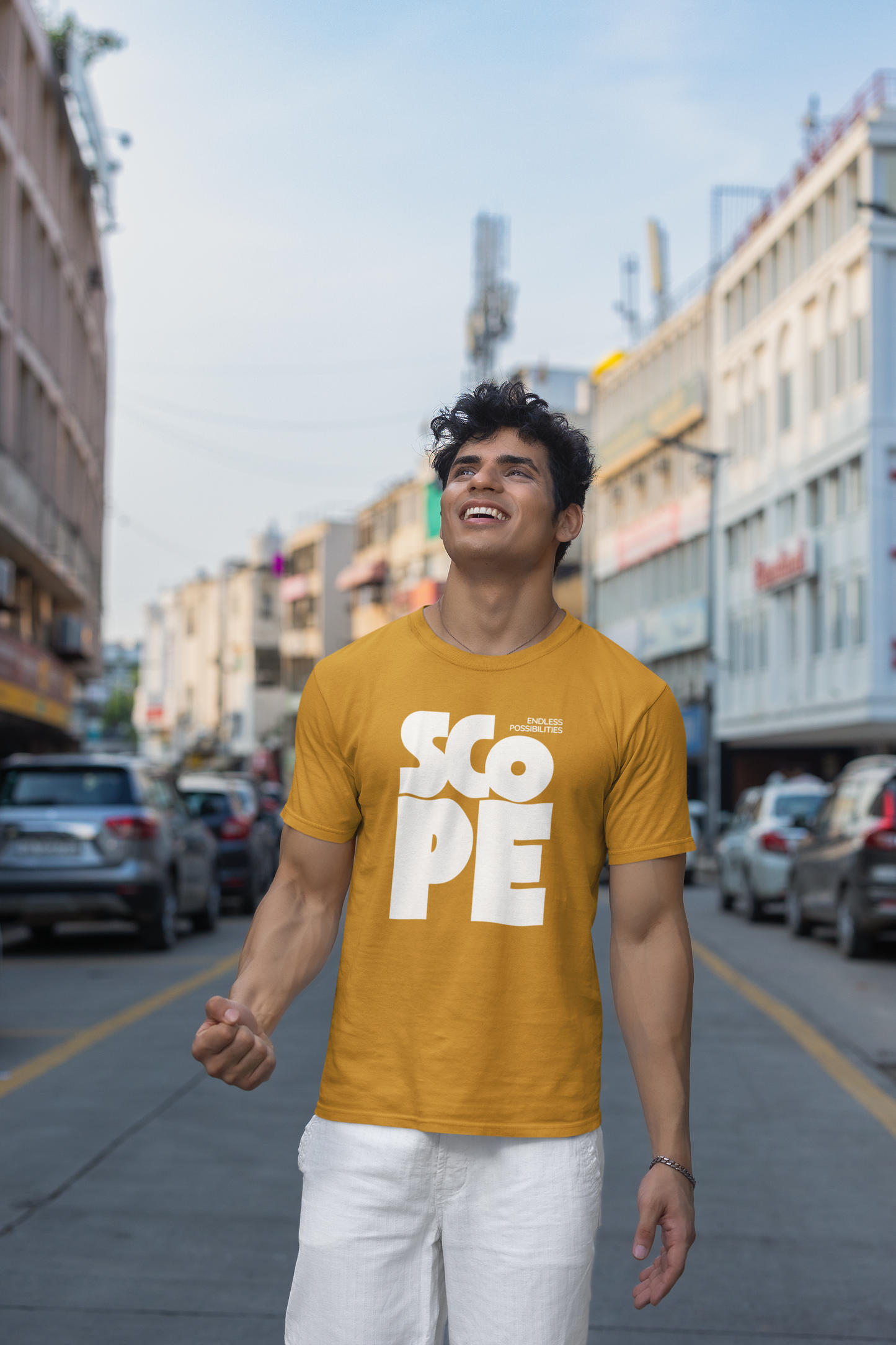 Taurus Monk Scope Regular Fit Graphic T-Shirt in Mustard Yellow – stylish graphic print tee