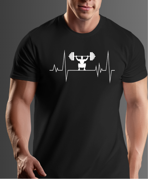 Taurus Monk Workout Heartbeat Graphic T-Shirt in Black – gym fitness print tee