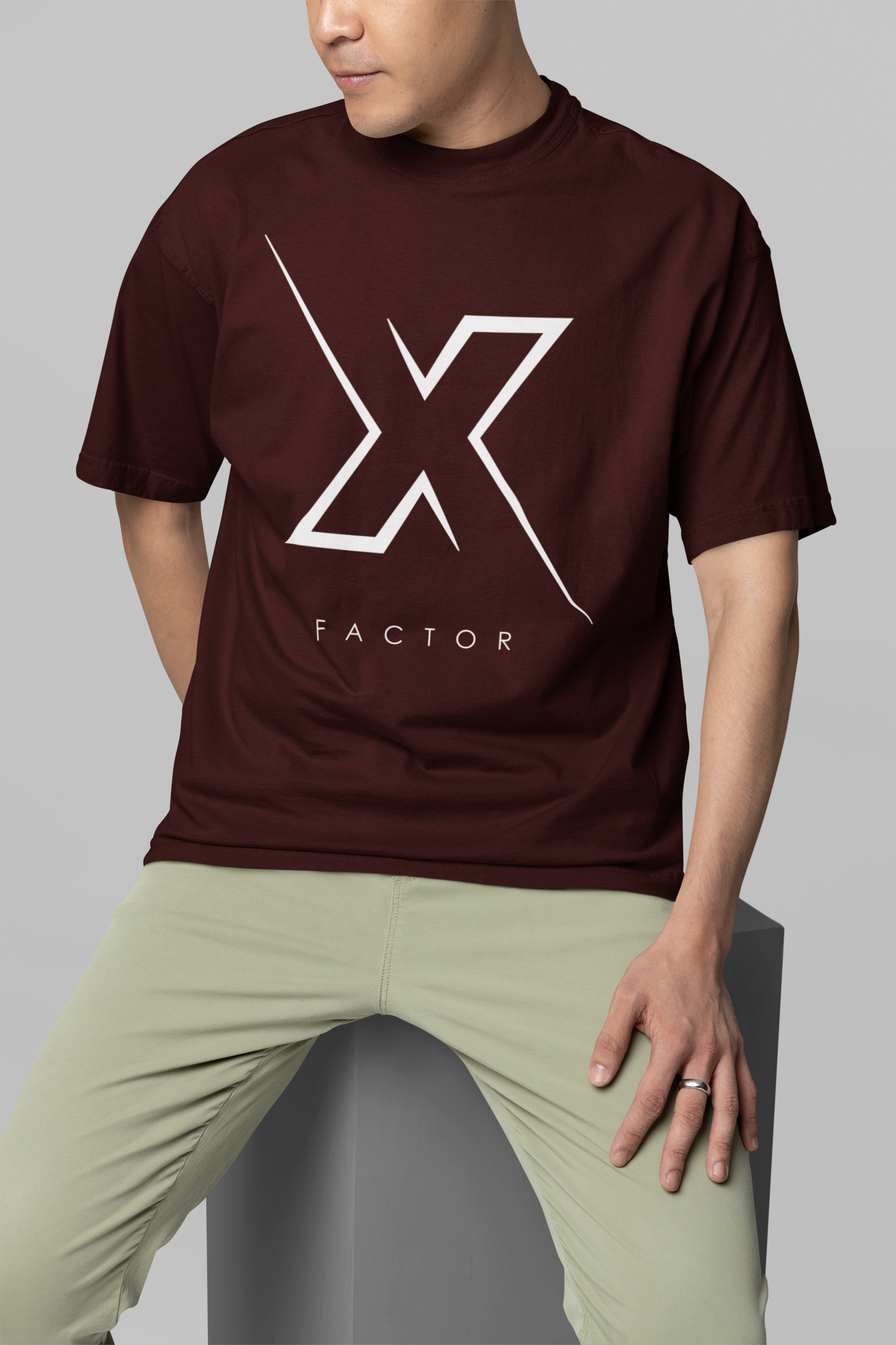 Taurus Monk X Factor Oversized Graphic T-Shirt in Maroon – oversized streetwear graphic tee