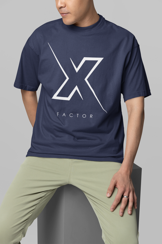 Taurus Monk X Factor Oversized Graphic T-Shirt in Navy Blue – relaxed drop-shoulder graphic tee