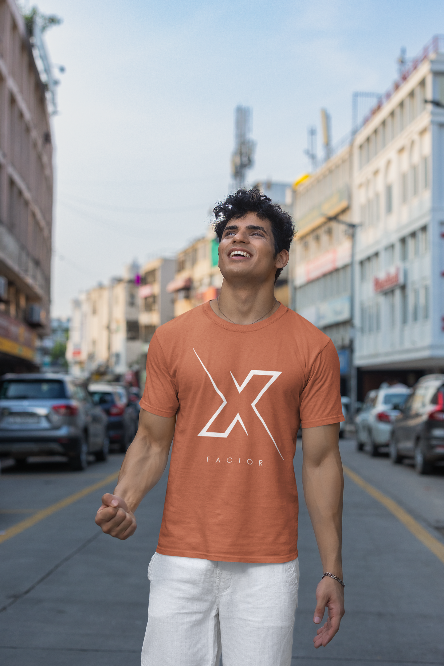 Taurus Monk X Factor Regular Fit Graphic T-Shirt in Coral – vibrant X graphic tee