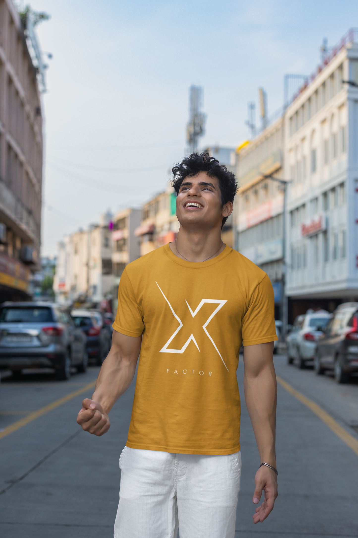 Taurus Monk X Factor Regular Fit Graphic T-Shirt in Mustard Yellow – stylish X print tee