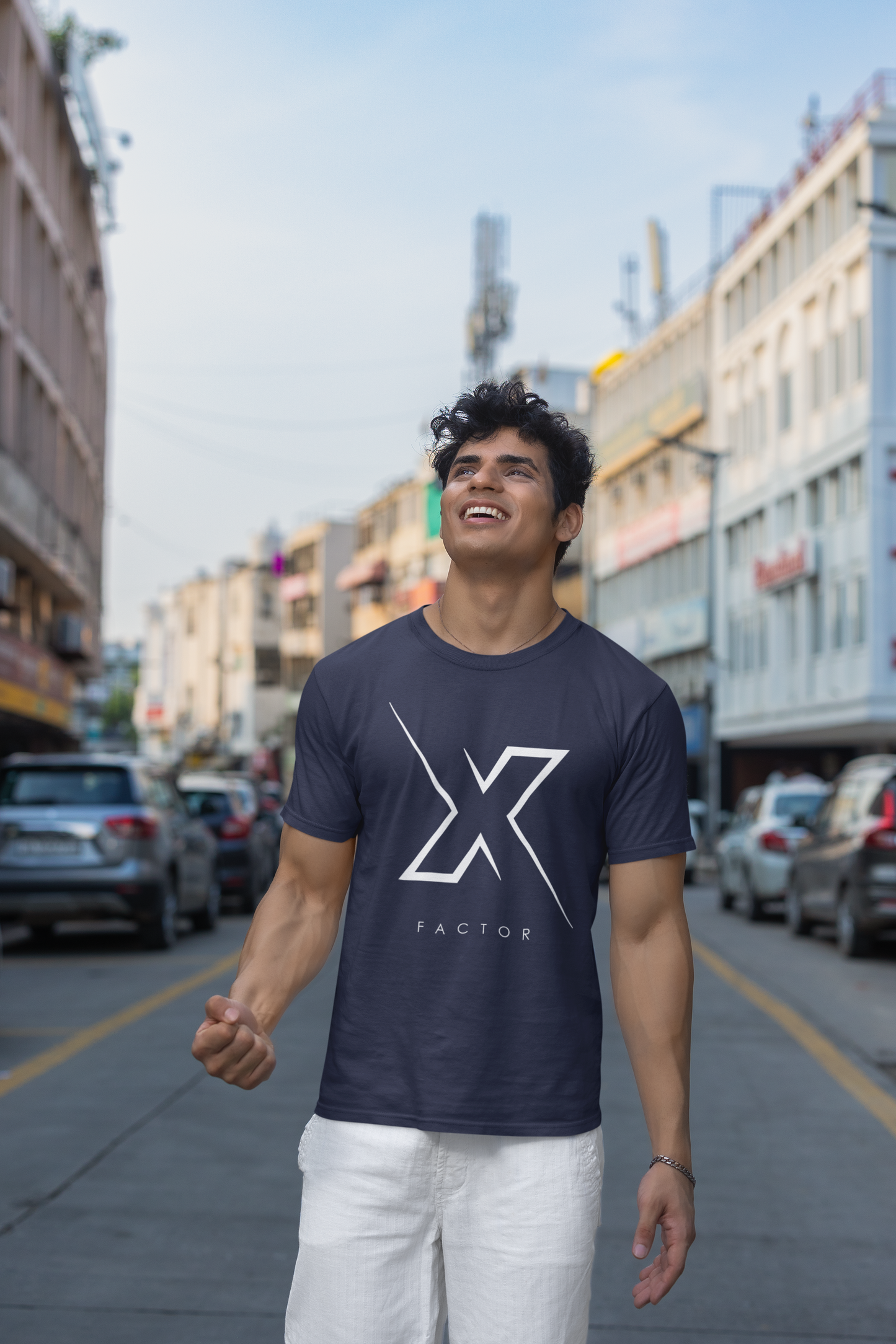 Taurus Monk X Factor Regular Fit Graphic T-Shirt in Navy Blue – everyday X factor tee
